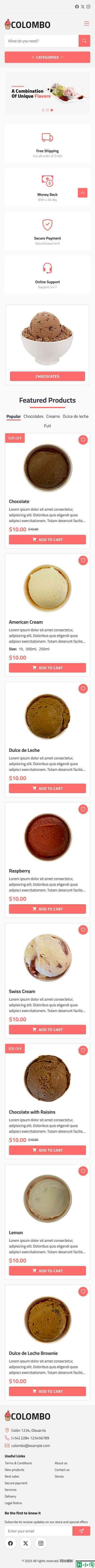 在线冰淇淋网店模板-手机预览